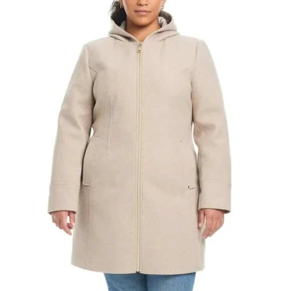 NWT Vince Camuto Ladies' Hooded Full-Zip Jacket, Tan (Oatmeal) - Picture 6 of 11